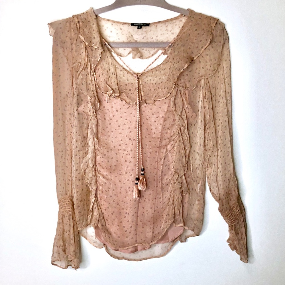 Love Sam NWOT Pink Sheer Silk Blouse